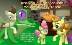 Size: 1708x1080 | Tagged: safe, artist:red4567, gummy, li'l cheese, pound cake, pumpkin cake, alligator, pony, g4, the last problem, the one where pinkie pie knows, 3d, atg 2021, here we go again, history repeats itself, implied poundflurry, implied pregnancy, implied princess flurry heart, like parent like child, newbie artist training grounds, older, older pound cake, older pumpkin cake, palindrome get, ponies riding gators, pound cake riding gummy, riding, source filmmaker, sweat, sweatdrops, sweating bullets