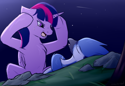Size: 2100x1440 | Tagged: safe, artist:snowstormbat, twilight sparkle, alicorn, bird, blue jay, pony, g4, crossing the memes, crossover, crossover shipping, eyes closed, female, invincible, lying down, male, meme, mordecai, mordetwi, on back, open mouth, redraw mordetwi meme, regular show, think mark, twilight sparkle (alicorn)