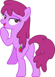 Size: 1681x2373 | Tagged: safe, alternate version, artist:starcollider, berry punch, berryshine, earth pony, pony, g4, bedroom eyes, berry butt, butt, drunk, female, looking at you, looking back, looking back at you, mare, open mouth, plot, show accurate, simple background, solo, transparent background, vector