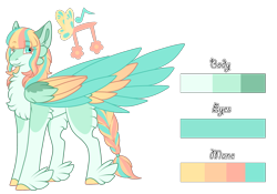 Size: 1651x1158 | Tagged: safe, artist:nobleclay, oc, oc only, oc:gentle tone, pegasus, pony, colored wings, feathered fetlocks, female, mare, multicolored wings, reference sheet, solo, wings