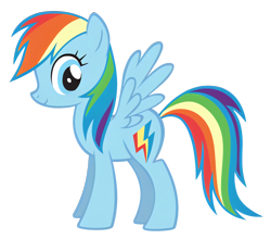 Size: 1000x880 | Tagged: safe, edit, rainbow dash, pegasus, pony, g4, 2009, alternate cutie mark, alternate eye color, background removed, blue eyes, concept art, show bible, simple background, smiling, transparent background, upscaled, vector, wings