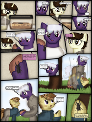Size: 1750x2333 | Tagged: safe, artist:99999999000, oc, oc only, oc:cwe, oc:firearm king, oc:zhang cathy, beetle, insect, pony, stag beetle, unicorn, comic:visit, clothes, comic, container, male, text, tree