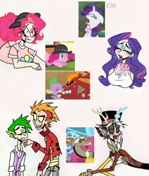 Size: 1747x2073 | Tagged: safe, artist:citi, screencap, discord, garble, pinkie pie, rarity, spike, human, dragon quest, g4, mmmystery on the friendship express, the beginning of the end, the end in friend, ahegao, faic, humanized, open mouth, out of context, scene interpretation, screencap reference, tongue out