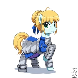 Size: 2000x2000 | Tagged: safe, artist:digiral, pony, armor, artoria pendragon, fate/stay night, female, guardsmare, high res, mare, ponified, royal guard, saber, simple background, solo, white background