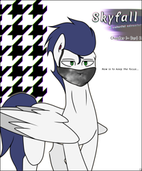 Size: 2520x3028 | Tagged: safe, soarin', pegasus, pony, g4, comic, face mask, high res, male, mask, simple background, solo, stallion, white background