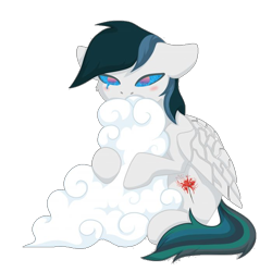 Size: 700x700 | Tagged: artist needed, safe, oc, oc only, oc:marble helios, imp, pegasus, pony, blushing, cloud, commission, cute, floppy ears, folded wings, simple background, sitting, solo, transparent background, vaporwave, wholesome, wings, ych result