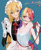Size: 500x610 | Tagged: safe, artist:feifeiyouji, applejack, rainbow dash, human, g4, belly button, blonde, clothes, collar, duo, female, freckles, gloves, grin, humanized, leash, lesbian, maid, maidjack, pet play, sexy, ship:appledash, shipping, sleeveless, smiling