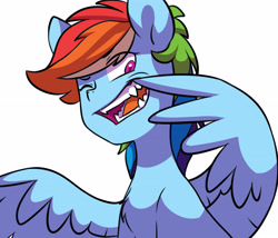 Size: 4175x3570 | Tagged: safe, alternate version, artist:chub-wub, rainbow dash, pegasus, pony, g4, cute, cute little fangs, dashabetes, fangs, female, high res, mare, one eye closed, open mouth, sharp teeth, simple background, solo, teeth, white background, wing hands, wings, wink