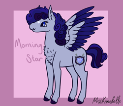 Size: 1750x1500 | Tagged: safe, artist:misskanabelle, oc, oc only, oc:morning star, pegasus, pony, abstract background, female, mare, offspring, parent:princess cadance, parent:shining armor, parents:shiningcadance, pegasus oc, signature, solo, two toned wings, unshorn fetlocks, wings