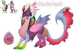 Size: 1596x1080 | Tagged: safe, artist:jvartes6112, cosmos, discord, oc, oc:opala, draconequus, g4, draconequus oc, egg, female, horns, male, offspring, parent:cosmos, parent:discord, parents:coscord, reference sheet, ship:coscord, shipping, simple background, straight, transparent background