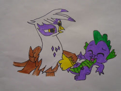 Size: 1032x774 | Tagged: safe, alternate version, gilda, spike, dragon, griffon, g4, griffon the brush off, abuse, drawing, elbowing, female, full color, male, op is a duck, op is trying to start shit, scene interpretation