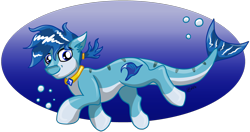 Size: 4240x2240 | Tagged: safe, artist:olificus, oc, oc only, oc:aqua sapphire, merpony, bubble, commission, fish tail, high res, looking at you, male, ocean, simple background, smiling, smiling at you, solo, stallion, swimming, tail, transparent background, underwater, water