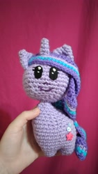 Size: 2304x4096 | Tagged: safe, artist:casquitos kawaii, starlight glimmer, pony, unicorn, g4, amigurumi, crochet, cute, female, high res, irl, mare, photo, plushie, smiling, smiling at you, solo