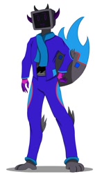 Size: 659x1200 | Tagged: artist needed, source needed, safe, oc, oc only, oc:ethanpower, protogen, anthro, barely pony related, male, reference, solo, standing