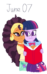 Size: 2000x3167 | Tagged: safe, artist:bigpurplemuppet99, saffron masala, twilight sparkle, equestria girls, g4, female, high res, lesbian