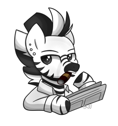 Size: 2986x3176 | Tagged: artist needed, safe, edit, oc, oc only, oc:noir et blanc, zebra, semi-anthro, arm hooves, cigar, high res, investigator, newspaper, solo