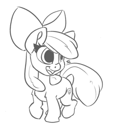 Size: 640x702 | Tagged: safe, artist:leadhooves, apple bloom, earth pony, pony, g4, female, filly, monochrome, sketch, solo