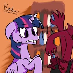 Size: 1080x1080 | Tagged: safe, artist:haekal20, fhtng th§ ¿nsp§kbl, twilight sparkle, alicorn, pony, them's fightin' herds, g4, book, community related, hand, solo, twilight sparkle (alicorn)