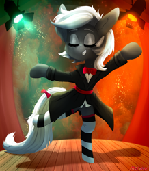 Size: 1810x2080 | Tagged: safe, artist:mjsw, oc, oc only, earth pony, pony, clothes, dancing, female, lineless, mare, projector, scene, smiling, solo