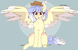 Size: 3084x1970 | Tagged: safe, artist:2pandita, oc, oc only, pegasus, pony, female, mare, solo, spread wings, tongue out, two toned wings, wings