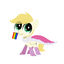 Size: 1000x1000 | Tagged: safe, artist:sugar morning, oc, oc only, oc:exist, griffequus, animated, cape, clothes, cute, flag, fluffy, gay pride flag, gif, holding a flag, mittens, mouth hold, ocbetes, paws, pride, pride flag, simple background, transparent background