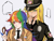 Size: 500x375 | Tagged: source needed, safe, artist:feifeiyouji, applejack, rainbow dash, human, g4, alternate universe, clothes, duo, female, humanized, military uniform, the darkside detective, uniform