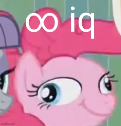 Size: 500x520 | Tagged: safe, edit, edited screencap, screencap, maud pie, pinkie pie, g4, maud pie (episode), season 4, cropped, faic, female, infinite iq, mare, mario, meme, needs more jpeg, offscreen character, pinkie pie is best facemaker, reaction image, smg4, solo focus, super mario bros.