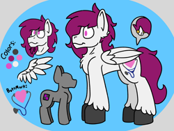 Size: 2976x2232 | Tagged: safe, artist:drheartdoodles, oc, oc:dr.heart, clydesdale, pegasus, pony, chest fluff, dock, dock piercing, fluffy, high res, male, piercing, reference sheet, size difference, smiling, stallion
