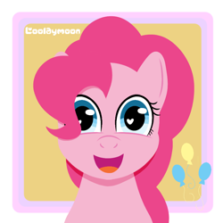 Size: 768x768 | Tagged: safe, artist:loolaymoon, pinkie pie, earth pony, pony, g4, cute, diapinkes, female, heart eyes, looking at you, mare, open mouth, ponk, solo, wingding eyes