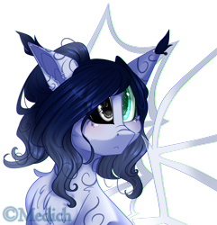 Size: 2405x2493 | Tagged: safe, artist:mediasmile666, oc, oc only, pony, bust, coat markings, eye clipping through hair, high res, solo