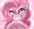 Size: 2048x1740 | Tagged: safe, artist:kurogewapony, pinkie pie, earth pony, pony, g4, blushing, close-up, evil smile, gendo pose, grin, one eye closed, smiling, solo, wink