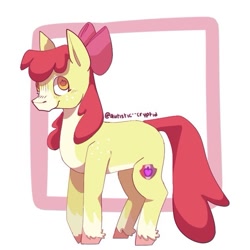 Size: 635x635 | Tagged: safe, artist:autistic--cryptid, apple bloom, earth pony, pony, g4, adorabloom, coat markings, cute, facial markings, female, filly, freckles, looking at you, pale belly, simple background, snip (coat marking), socks (coat markings), solo, standing, unshorn fetlocks, white background, wingding eyes