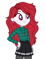 Size: 1448x1888 | Tagged: safe, artist:skyfallfrost, oc, oc only, oc:angel heart, equestria girls, g4, clothes, female, simple background, skirt, solo, sweater, transparent background