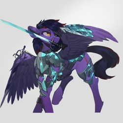 Size: 3000x3000 | Tagged: safe, artist:nsilverdraws, oc, oc only, oc:shadowsneak, pegasus, pony, armor, female, high res, mare, rapier, solo, sword, sword in mouth, weapon