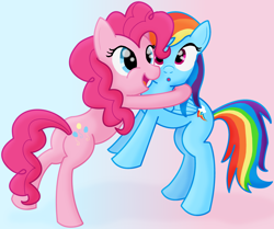 Size: 3518x2936 | Tagged: safe, artist:doodledonutart, pinkie pie, rainbow dash, earth pony, pegasus, pony, g4, cute, female, high res, ship:pinkiedash, shipping
