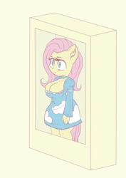 Size: 724x1024 | Tagged: safe, artist:snus-kun, fluttershy, pegasus, anthro, g4, big breasts, breasts, busty fluttershy, cleavage, clothes, digital art, doll, dress, female, solo, tail, thighs, toy, wide hips