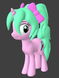 Size: 553x729 | Tagged: safe, oc, oc:magicalmysticva, oc:mystic moonlight, pony, unicorn, 3d, 3d pony, bow, downloadable, downloadable content, green eyes, microphone cutie mark, model, pigtails, pink pony, pony model, source filmmaker, source filmmaker resource, twintails