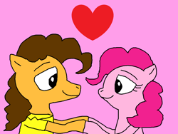 Size: 2000x1500 | Tagged: safe, artist:blazewing, cheese sandwich, pinkie pie, earth pony, pony, g4, atg 2021, canon couple, colored background, couple, drawpile, female, heart, holding hooves, looking at each other, love, loving gaze, male, newbie artist training grounds, ship:cheesepie, shipping, smiling, smiling at each other, straight