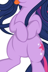 Size: 2207x3263 | Tagged: safe, artist:mamandil, artist:theparagon, edit, vector edit, twilight sparkle, pony, unicorn, g4, alternate hairstyle, belly, cropped, featureless crotch, female, high res, mare, pictures of bellies, simple background, smiling, solo, tongue out, transparent background, unicorn twilight, vector