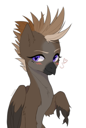 Size: 1470x2181 | Tagged: safe, artist:sannoe, oc, oc only, oc:aeto, classical hippogriff, hippogriff, blushing, bust, female, heart eyes, hippogriff oc, looking at you, palindrome get, portrait, simple background, smiling, smiling at you, solo, transparent background, wingding eyes