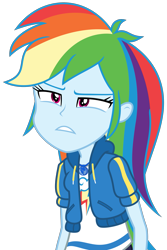 Size: 1881x2819 | Tagged: safe, artist:sketchmcreations, rainbow dash, dashing through the mall, equestria girls, equestria girls series, g4, holidays unwrapped, spoiler:eqg series (season 2), clothes, female, frown, geode of super speed, gritted teeth, high res, hoodie, magical geodes, simple background, solo, squint, transparent background, vector