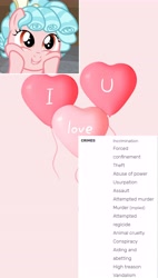 Size: 4096x7190 | Tagged: safe, edit, edited screencap, screencap, cozy glow, g4, balloon, cozybetes, cute, female, filly, heart, heart balloon, i love you, implied crime, pink background, pure concentrated unfiltered evil of the utmost potency, pure unfiltered evil, screenshots, simple background