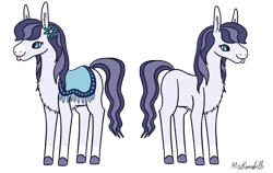 Size: 3360x2120 | Tagged: safe, artist:misskanabelle, oc, oc only, earth pony, pony, :p, chest fluff, colored hooves, crack ship offspring, earth pony oc, female, high res, mare, offspring, parent:inky rose, parent:shining armor, saddle, signature, simple background, solo, tack, tongue out, transparent background