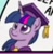 Size: 502x515 | Tagged: safe, artist:mkogwheel, artist:mkogwheel edits, edit, twilight sparkle, pony, unicorn, g4, clothes, graduation, graduation cap, hat, looking up, smiling, unicorn twilight