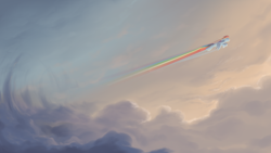 Size: 1920x1080 | Tagged: safe, artist:rocket-lawnchair, rainbow dash, pegasus, pony, g4, cloud, cloudy, eyes closed, flying, solo
