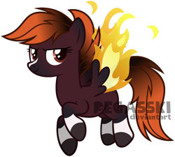 Size: 1024x921 | Tagged: safe, artist:pegasski, oc, oc only, oc:flying embers, pegasus, pony, g4, female, fiery wings, mare, simple background, solo, transparent background, wings