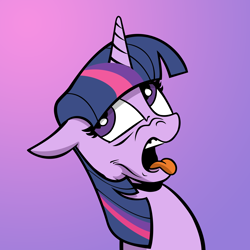 Size: 3000x3000 | Tagged: safe, artist:andypriceart, artist:shadowblazearts, edit, idw, twilight sparkle, alicorn, pony, g4, disgusted, female, gradient background, high res, solo, tongue out