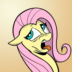 Size: 3000x3000 | Tagged: safe, artist:andypriceart, artist:shadowblazearts, edit, idw, fluttershy, pegasus, pony, g4, disgusted, female, gradient background, high res, recolor, solo, tongue out