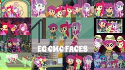 Size: 1280x721 | Tagged: safe, edit, edited screencap, editor:quoterific, screencap, apple bloom, big macintosh, bon bon, cheerilee, curly winds, diamond tiara, dj pon-3, fido, flash sentry, granny smith, lyra heartstrings, microchips, octavia melody, princess luna, rover, scootaloo, silver spoon, some blue guy, spike, spot, sweetie belle, sweetie drops, trixie, vice principal luna, vinyl scratch, wiz kid, dog, a photo booth story, equestria girls, equestria girls series, fluttershy's butterflies, g4, happily ever after party, my little pony equestria girls, my little pony equestria girls: friendship games, my little pony equestria girls: rainbow rocks, my little pony equestria girls: summertime shorts, perfect day for fun, sock it to me, sock it to me: bulk biceps, the canterlot movie club, spoiler:eqg series (season 2), adorabloom, boots, crossed arms, cute, cutealoo, cutie mark crusaders, diasweetes, eyes closed, fall formal outfits, female, fluttershy's butterflies: dj pon-3, food, happily ever after party: rainbow dash, male, open mouth, popcorn, shoes, sleeveless, smiling, spike the dog, stairs