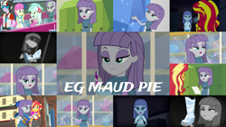 Size: 1280x721 | Tagged: safe, edit, edited screencap, editor:quoterific, screencap, bon bon, flash sentry, lyra heartstrings, maud pie, ringo, sunset shimmer, sweetie drops, equestria girls, equestria girls specials, five lines you need to stand in, g4, legend of everfree - bloopers, my little pony equestria girls: better together, my little pony equestria girls: forgotten friendship, my little pony equestria girls: legend of everfree, my little pony equestria girls: rainbow rocks, rarity investigates: the case of the bedazzled boot, rarity investigates: the case of the bedazzled boot: applejack, school of rock, camera shot, camp everfree outfits, clothes, female, jacket, leather, leather jacket, lockers, male, open mouth